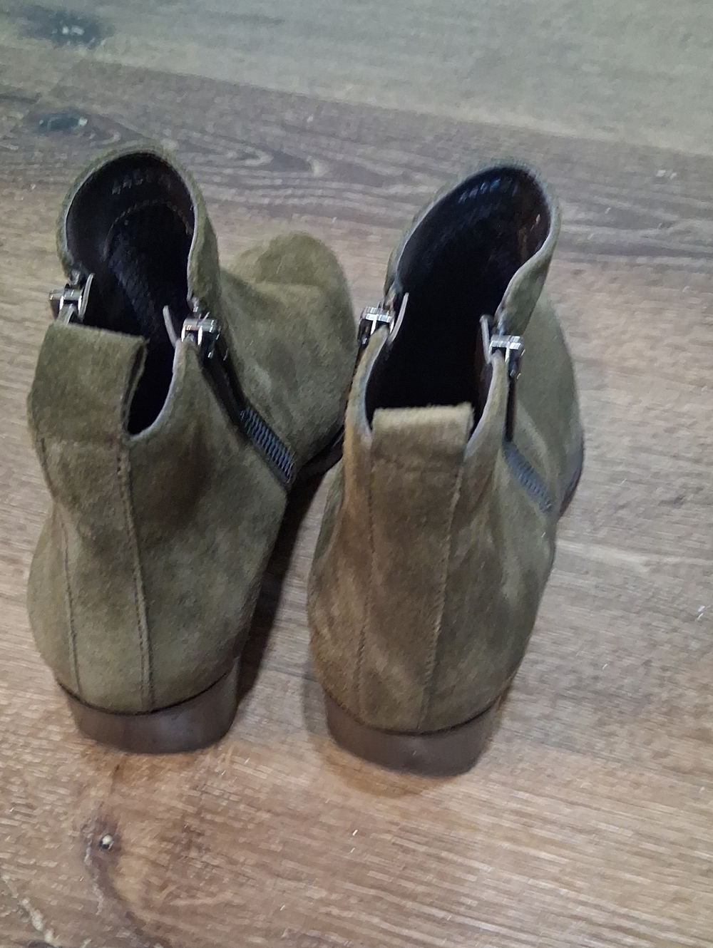 Aquatalia Suede Fantina Ankle Boots in Olive Green - Picture 5 of 8